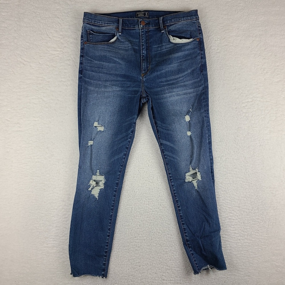 Abercrombie Fitch Jeans Womens 33/16 Blue Ultra‎ High Rise Super Skinny Distress